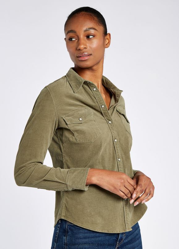 Frauen 4T2X6227 Dubarry Angelica Pincord-Shirt Kleidung düsteres Grün