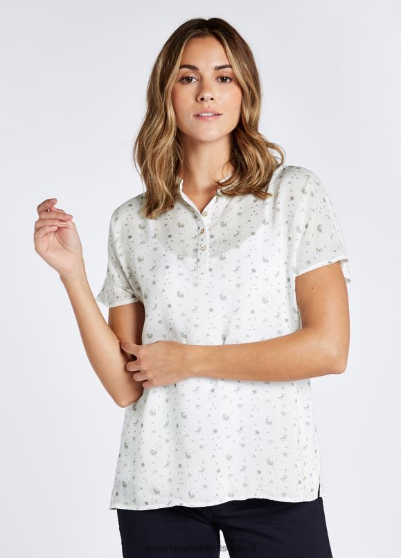 Frauen 4T2X6763 Dubarry Oberteil mit Wasserfall-Print Kleidung Weiß