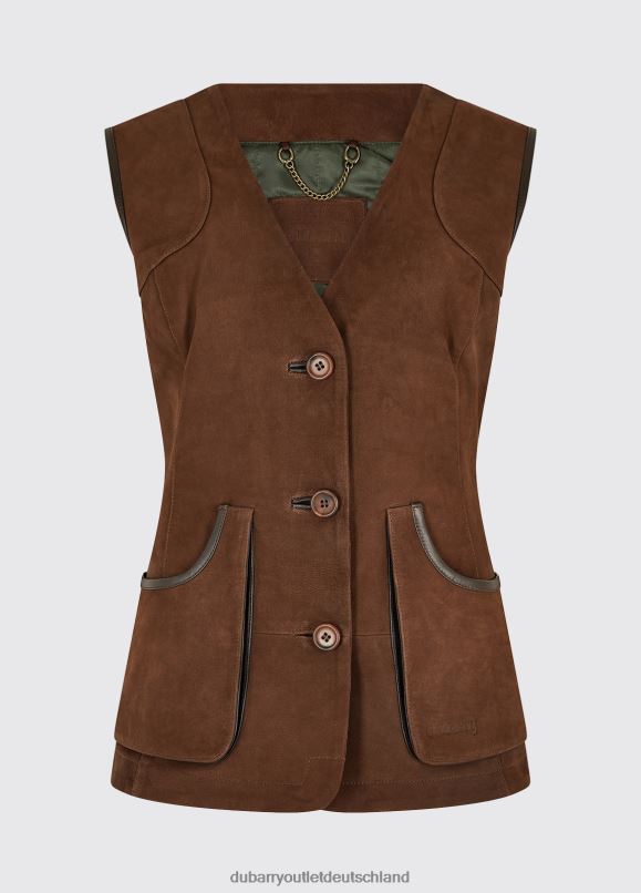 Frauen 4T2X6232 Dubarry Allendale-Lederweste Kleidung Nussbaum