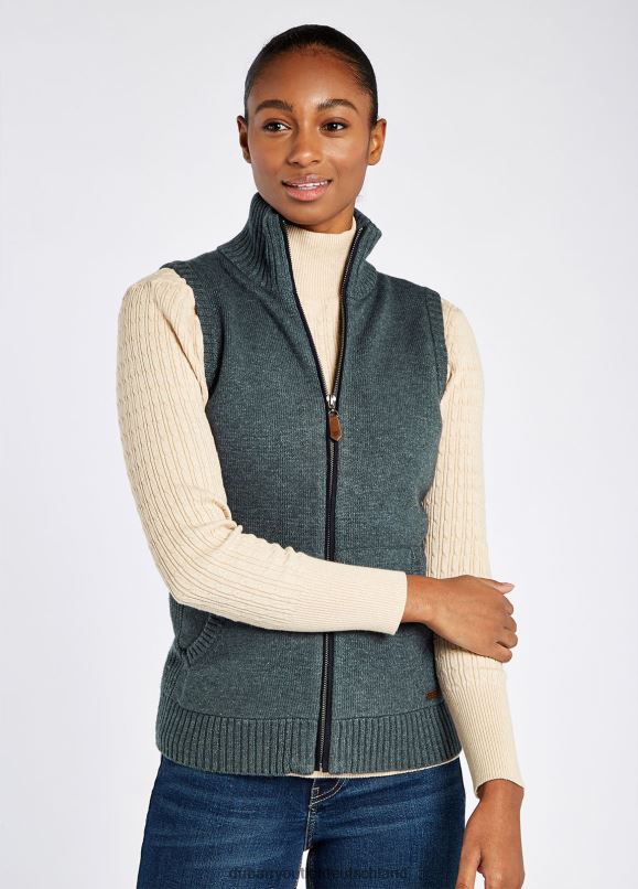Frauen 4T2X6495 Dubarry flauschiger Bodywarmer Kleidung dunkler Kieselstein