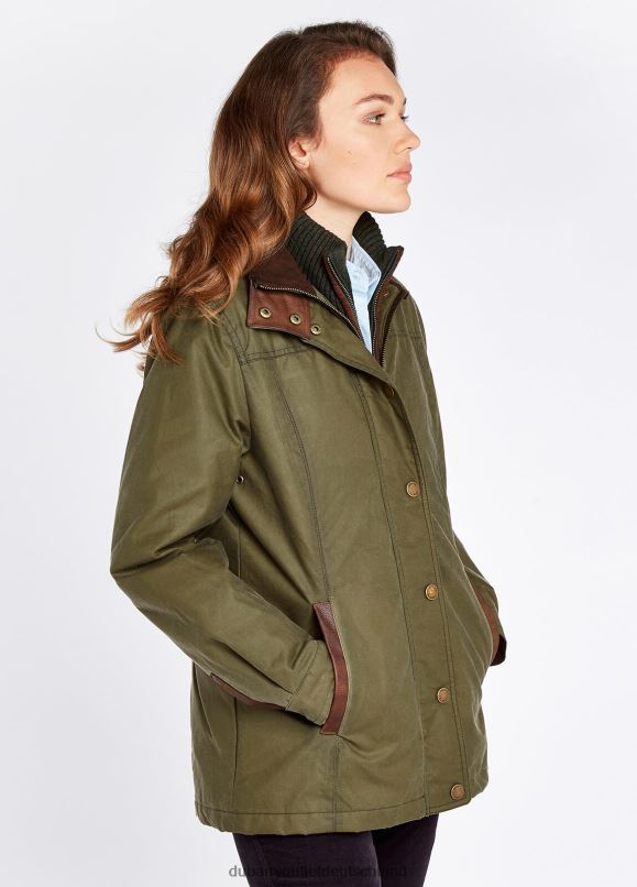 Frauen 4T2X6497 Dubarry Mountrath Wachsjacke Kleidung düsteres Grün