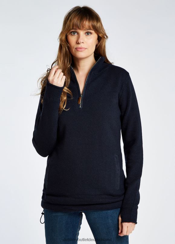 Frauen 4T2X6221 Dubarry Morrisey-Pullover mit Reißverschluss am Kragen Kleidung Marine
