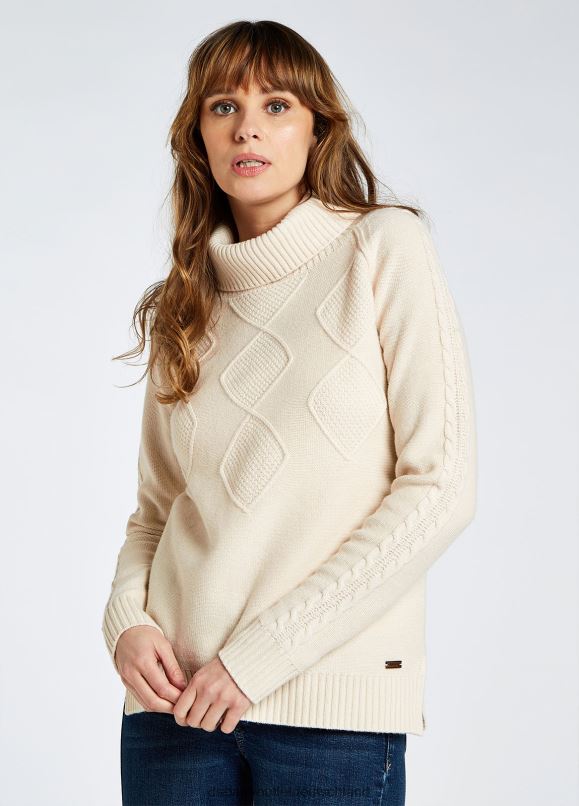 Frauen 4T2X6278 Dubarry Grober Rollkragenpullover von Belleek Kleidung Kreide
