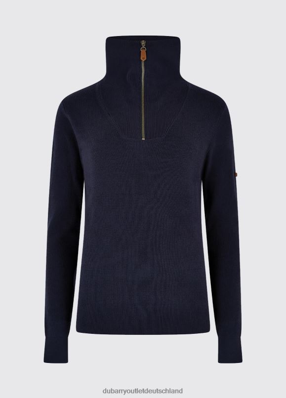 Frauen 4T2X6535 Dubarry Kilbarry-Pullover mit Reißverschluss am Kragen Kleidung Marine