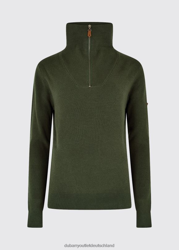 Frauen 4T2X6664 Dubarry Kilbarry-Pullover mit Reißverschluss am Kragen Kleidung Olive