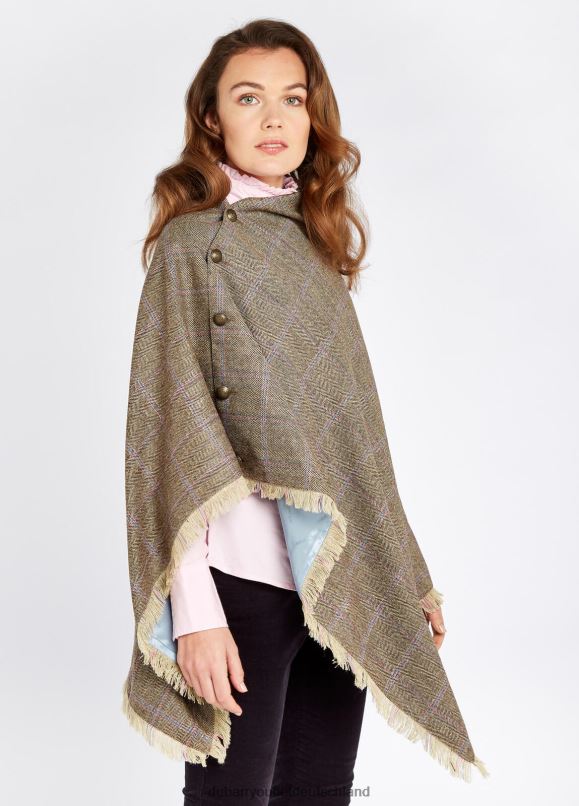 Frauen 4T2X6273 Dubarry Haselholz-Tweed-Poncho Kleidung Holzrose