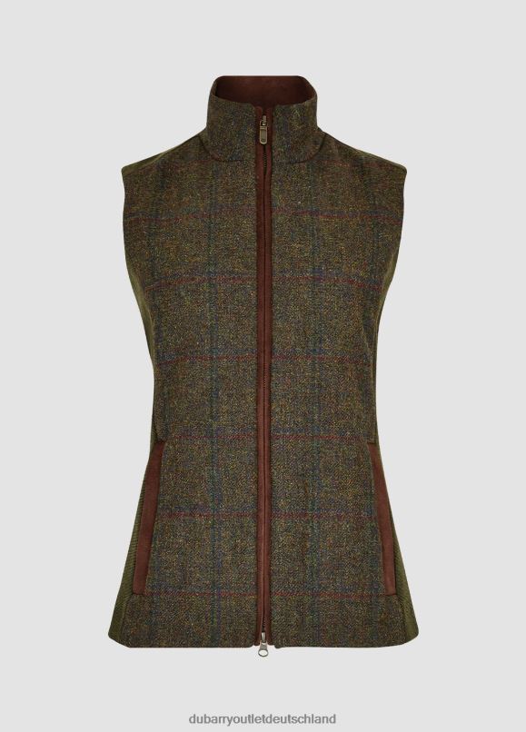 Frauen 4T2X6510 Dubarry Weste aus Wacholder-Tweed Kleidung Schierling
