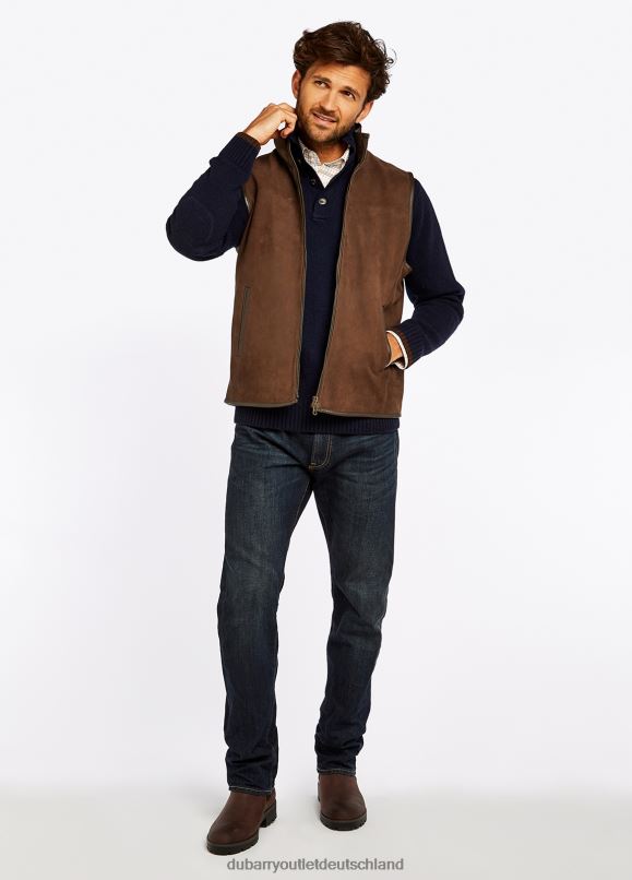 Männer 4T2X6963 Dubarry Dunhill Lederweste Kleidung Nussbaum