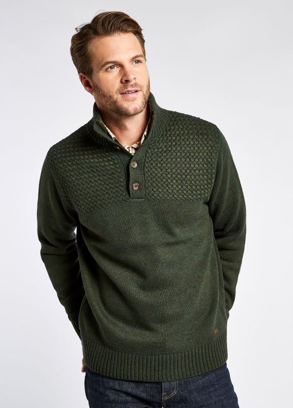 Männer 4T2X61077 Dubarry Rundholzpullover mit Knopfkragen Kleidung Olive